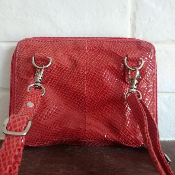 Latico genuine leather snakeskin look dark burnt orange small bag purse - Picture 6 of 16